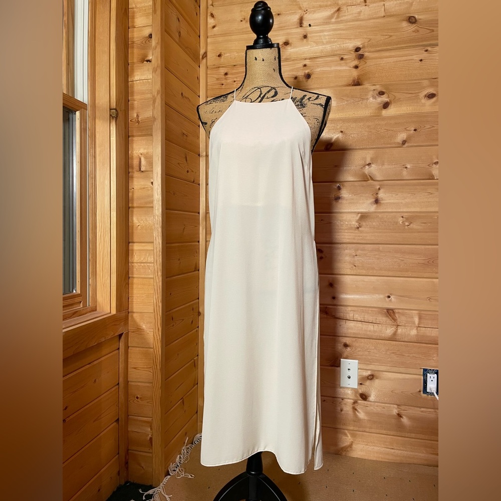 Lush Cream Slit Dress